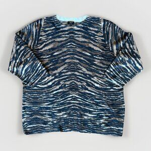Talbots 100% Cashmere Animal Tiger Print Sweater Women's Plus Size 3X Casual